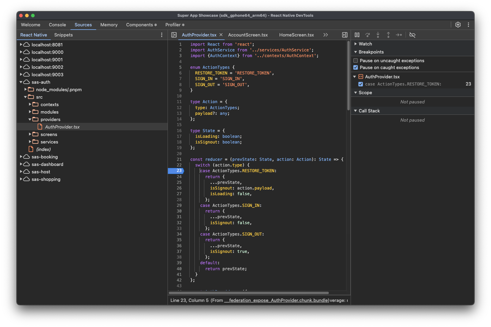 React Native Devtools with Module Federation